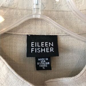 Eileen Fisher Italian Fabric Tan/Cream Button Up Shirt Sz S